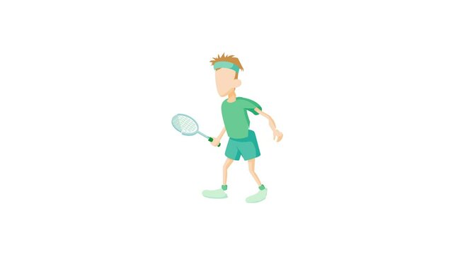 Man playing tennis icon animation best cartoon object on white background