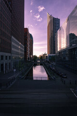 the hague buildings sunset