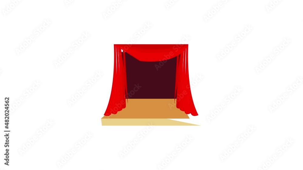 Wall mural Theater stage with a red curtain icon animation best cartoon object on white background - Wall murals