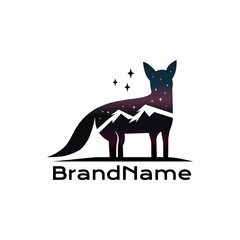 Dog and mountain logo silhouette illustration, adventure silhouette.