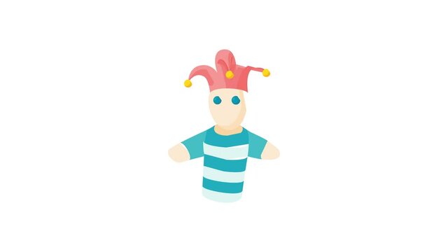 Jester doll icon animation best cartoon object on white background