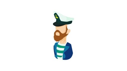 Captain icon animation best cartoon object on white background
