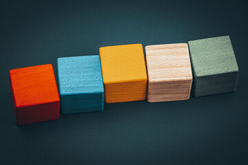 A furnace of wooden, colored blocks on which you can write something