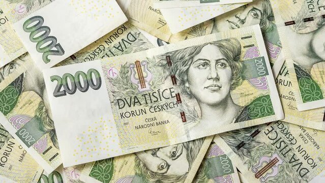 Czech money background - two thousand crowns banknotes