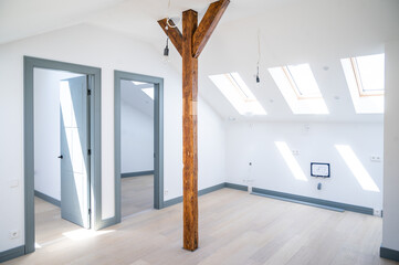 Bright, empty garret apartment