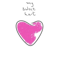  pink heart drawn, graphics, black and pink, happy valentine's day, minimalism, sweet heart