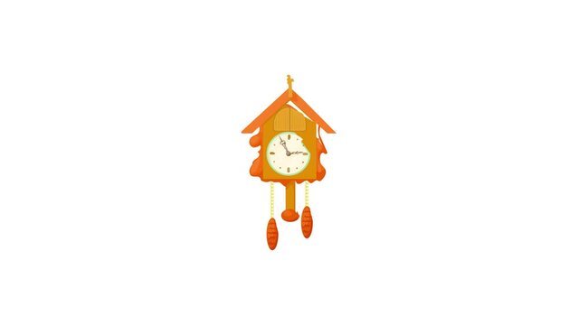 Vintage wooden cuckoo clock icon animation best cartoon object on white background