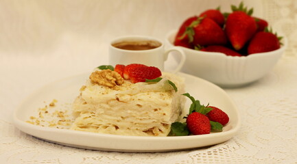 Gullach is a national Turkish dessert made from milk and rice cakes, which has been prepared since the time of the Ottoman Empire. 
Sweet Turkish dessert made from rice dough with milk impregnation.