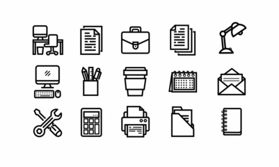 Business and office set line icons,Vector