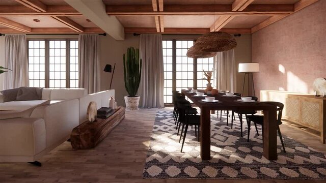 Luxury interior of a house. 3d rendering.
