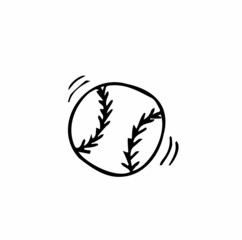 Obraz premium Vector illustration. Leather baseball ball. Cartoon sticker in comics style with contour. Decoration for greeting cards, posters, patches, prints for clothes, emblems