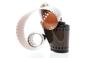 photo film rolled up isolated