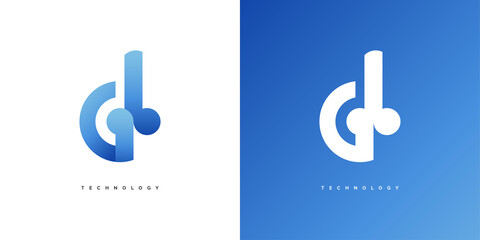 GB or CB Initial Logo Design Template with Blue Gradient Concept. Modern G and B or C and B Initial Logo Design