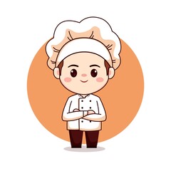 Cute and kawaii male chef or baker cartoon manga chibi vector character 