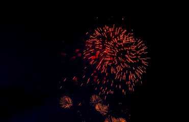 Fireworks in the night sky in honor of Victory Day.