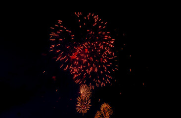 Fireworks in the night sky in honor of Victory Day.