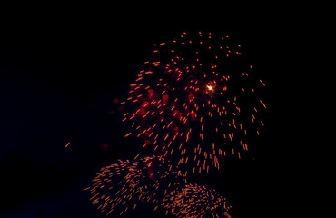 Fireworks in the night sky in honor of Victory Day.