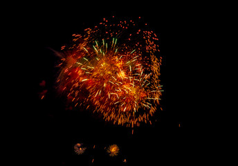 Fireworks in the night sky in honor of Victory Day.