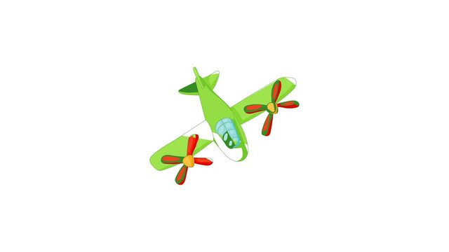 Airplane with two propeller engines icon animation best cartoon object on white background