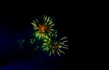 Fireworks in the night sky in honor of Victory Day.