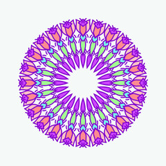 Vector hand drawn doodle mandala. Ethnic mandala with colorful tribal ornament. Isolated. Bright colors.