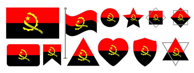 Angola flag design. Angola national flag vector design set. Angola flag vector illustration