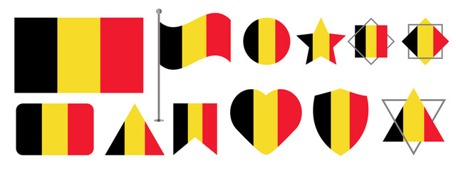 Belgium flag design. Belgium national flag vector design set. Belgium flag vector illustration