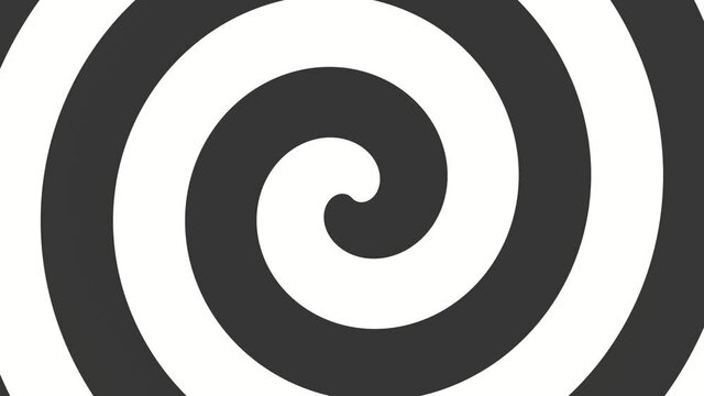 Black and white rotating and looping hypnosis spiral
