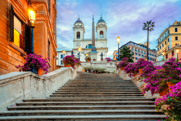 Piazza di Spagna in Rome, italy.  Spanish steps in Rome, Italy in the morning. One of the most...