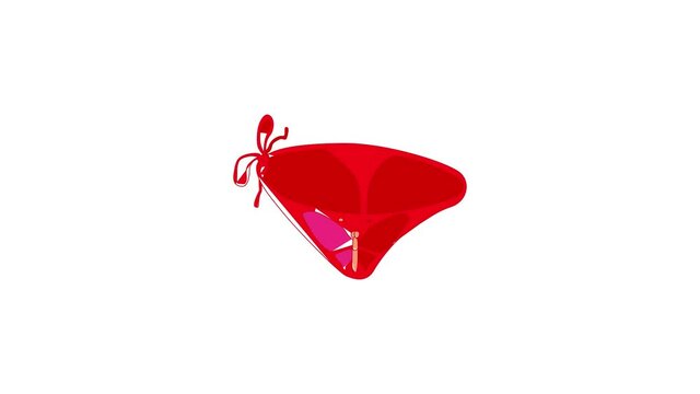 Pink sexy thong panties icon animation best cartoon object on white background