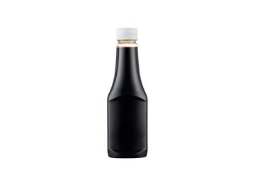 Plastic transparent bottle with dark liquid , isolated on a white background. 
Soy sauce in plastic bottle on white background. - Powered by Adobe