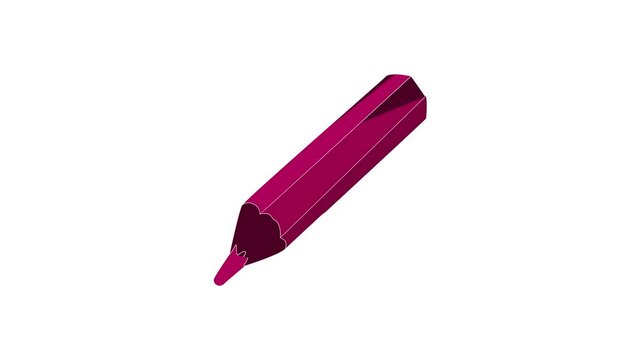 Purple cosmetic pencil icon animation best cartoon object on white background
