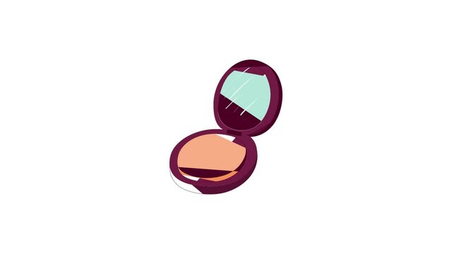 Makeup powder in black case icon animation best cartoon object on white background