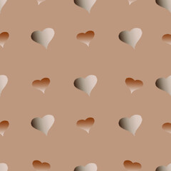 Hearts on a beige background. For Valentine's Day. Vector drawing for February 14th. SEAMLESS PATTERN WITH HEARTS. Anniversary drawing. For wallpaper, background, postcards.