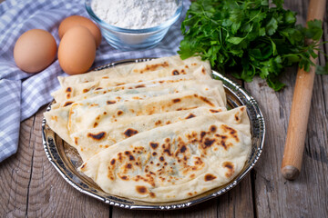 Turkish D Borek - D Börek - Traditional delicious handmade Turkish pastry (Turkish name; d borek)