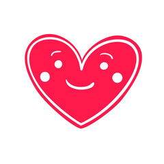 cheerful happy smiling face in the shape of a heart. vector image.