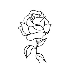 beautiful contour drawing of a rose. vector illustration