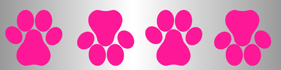 
A set of animal footprints. Horizontal banner in cartoon style. For designing a wide range of objects of various sizes and colors without loss of quality.EPS10.