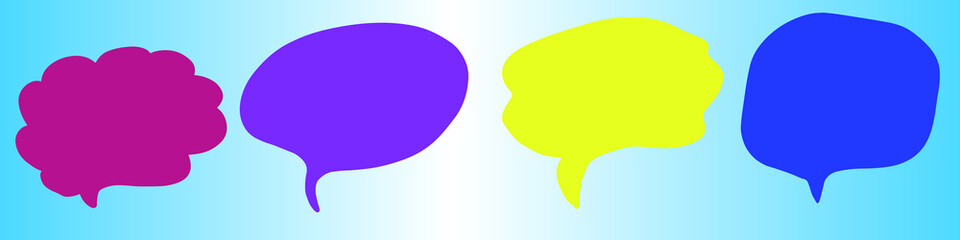 Set of speech clouds. Horizontal banner in cartoon style. For designing a wide range of objects of various sizes and colors without loss of quality.EPS10.