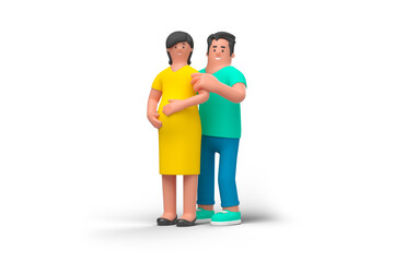 Fototapeta premium Happy Family Couple Pregnant Wife and Husband People standing Hu