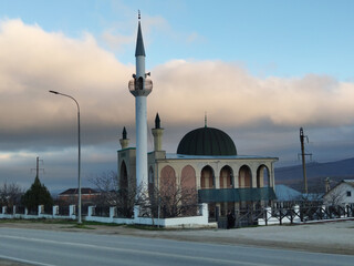 The current mosque Zubeyr-Jami. Located on the Crimean peninsula in the ancient city of Stary Krym on the Simferopol-Kerch highway. - obrazy, fototapety, plakaty