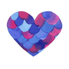 Love heart icon of elements which have various sizes and shapes and colors. Geometric abstract watercolorhand painted design concept of love heart.