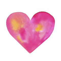 Pink heart, watercolor illustration, greeting card, valentine's day