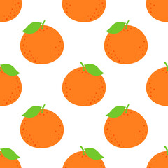 cartoon seamless pattern with tangerine, vector illustration
