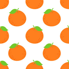 cartoon seamless pattern with tangerine, vector illustration