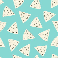 cartoon seamless pattern with cheese, vector illustration