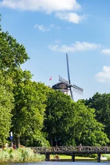 Deurstickers Windmill van Groot behind trees in the city of Alkmaar North- Holland in the Netherlands © HildaWeges