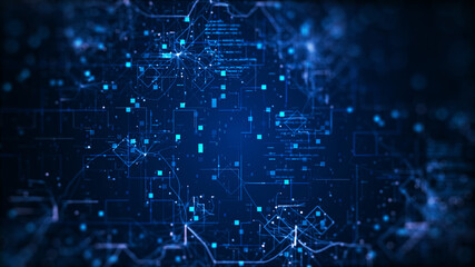 Fototapeta Concept background Digital Technology. Cybersecurity data protection has binary fractal lightning code. dark blue background. obraz