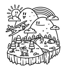 beautiful cute mountain line illustration