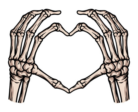 skull hand love vector illustration